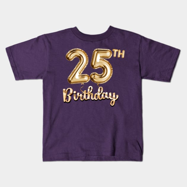 25th Birthday Gifts - Party Balloons Gold Kids T-Shirt by BetterManufaktur